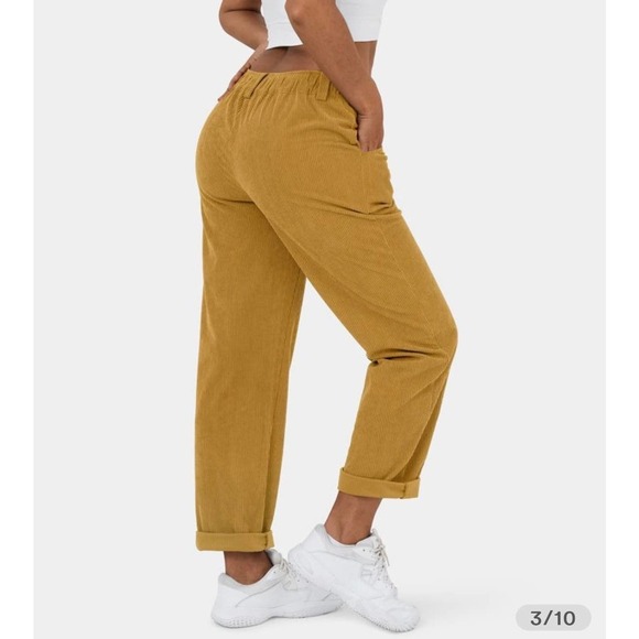 Halara Mid Rise Button Zipper Side Pocket Corduroy Casual Pants - Picture 4 of 13